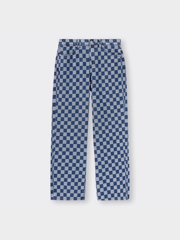 チェッカーボードストレートジーンズYT+X