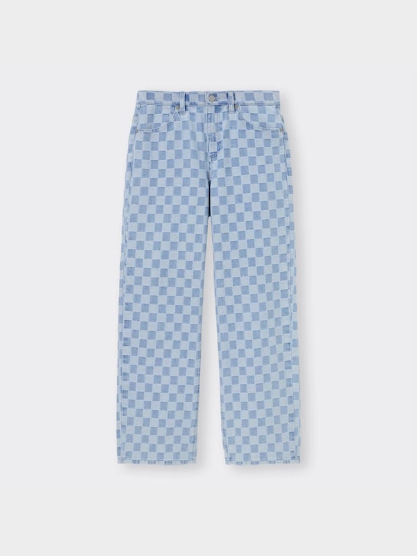 チェッカーボードストレートジーンズYT+X