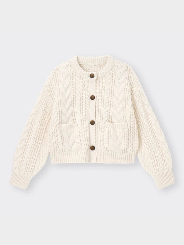 ケーブルクロップドカーディガン(長袖)