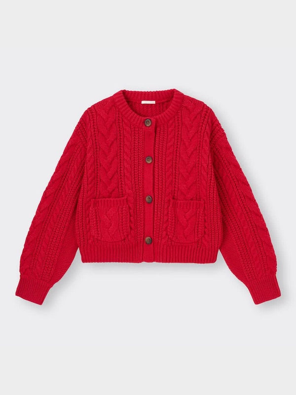 ケーブルクロップドカーディガン(長袖)