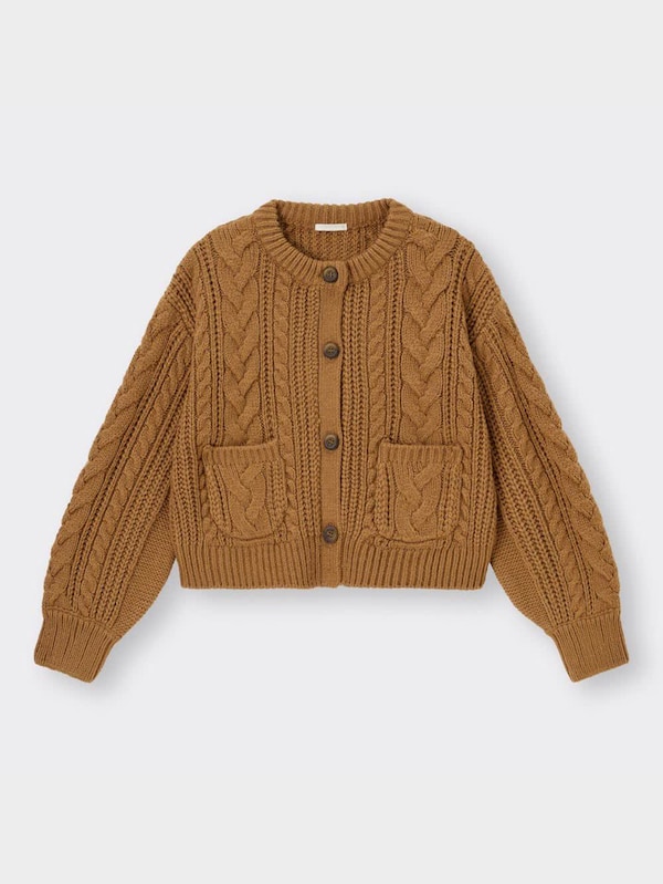 ケーブルクロップドカーディガン(長袖)