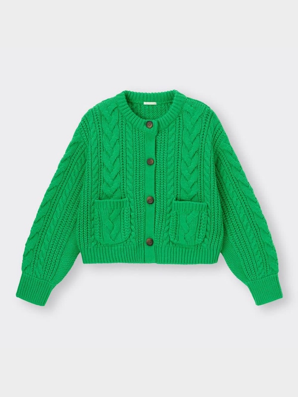 ケーブルクロップドカーディガン(長袖)