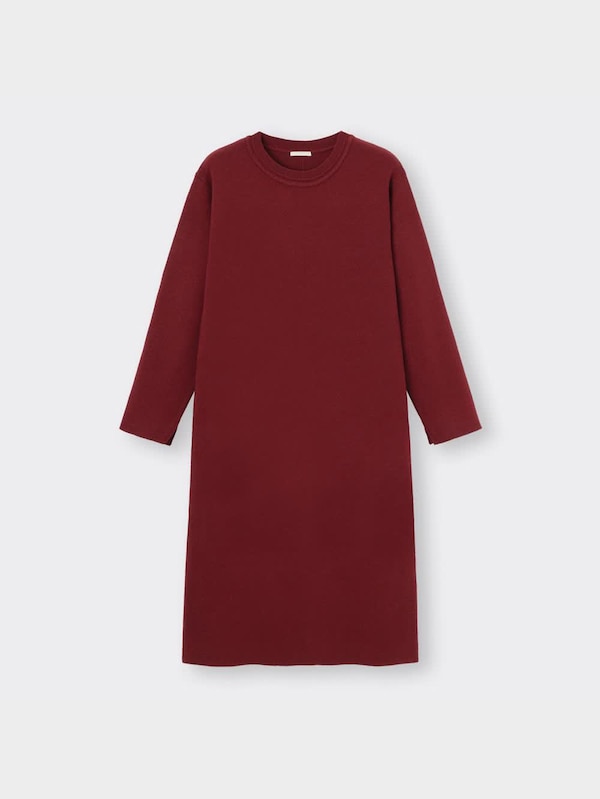 クルーネックニットワンピース(長袖)