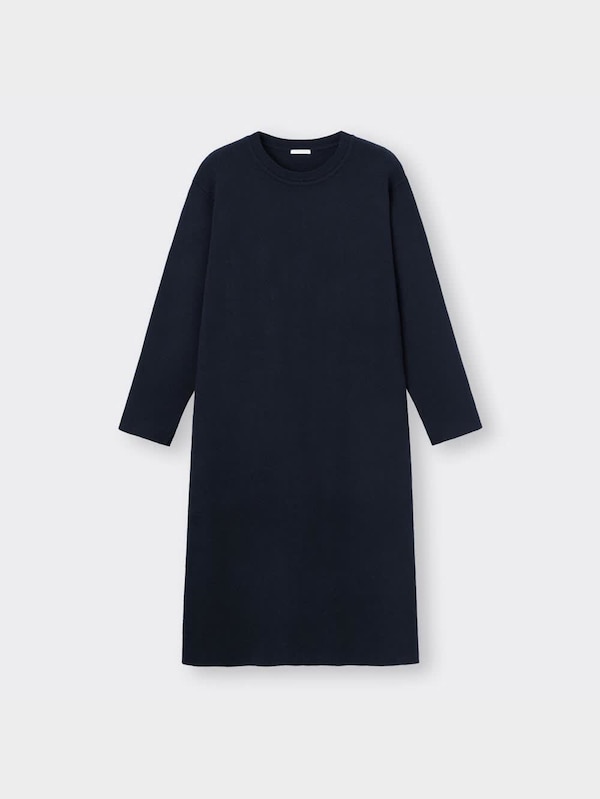 クルーネックニットワンピース(長袖)