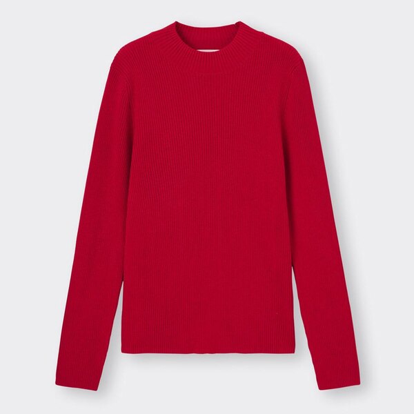 リブハイネックセーター(長袖)-RED