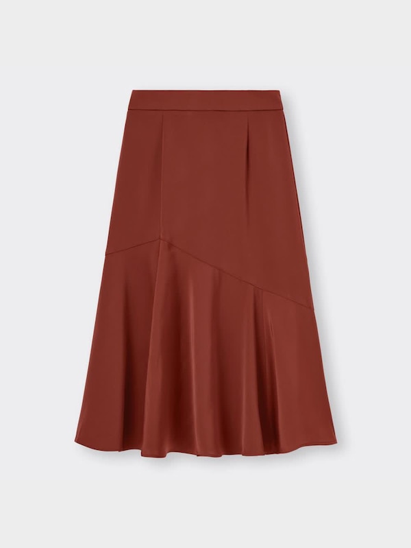 サテンラッフルフレアミディスカートZ+E