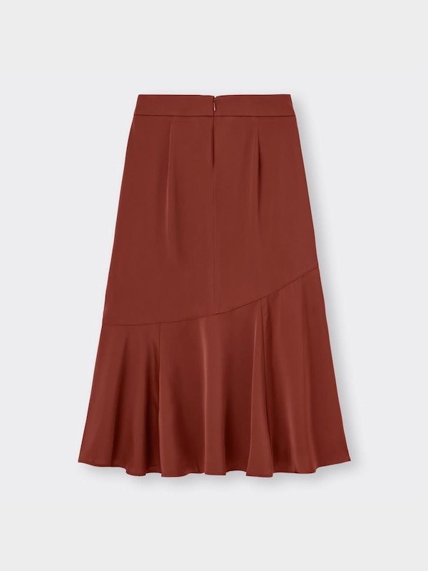 サテンラッフルフレアミディスカートZ+E