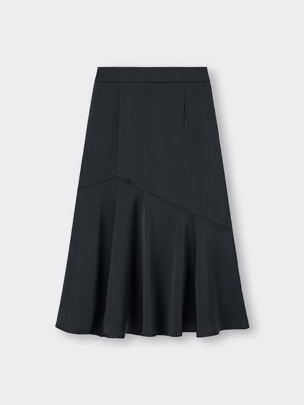 サテンラッフルフレアミディスカートZ+E