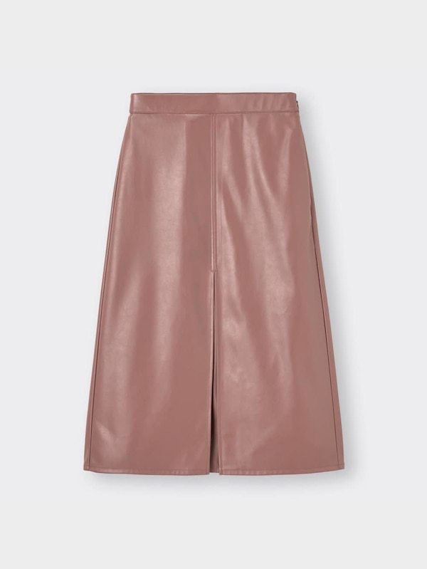 フェイクレザーAラインミディスカートZ+E