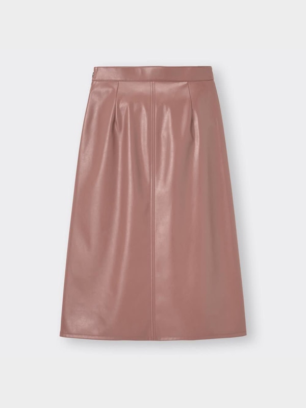 フェイクレザーAラインミディスカートZ+E