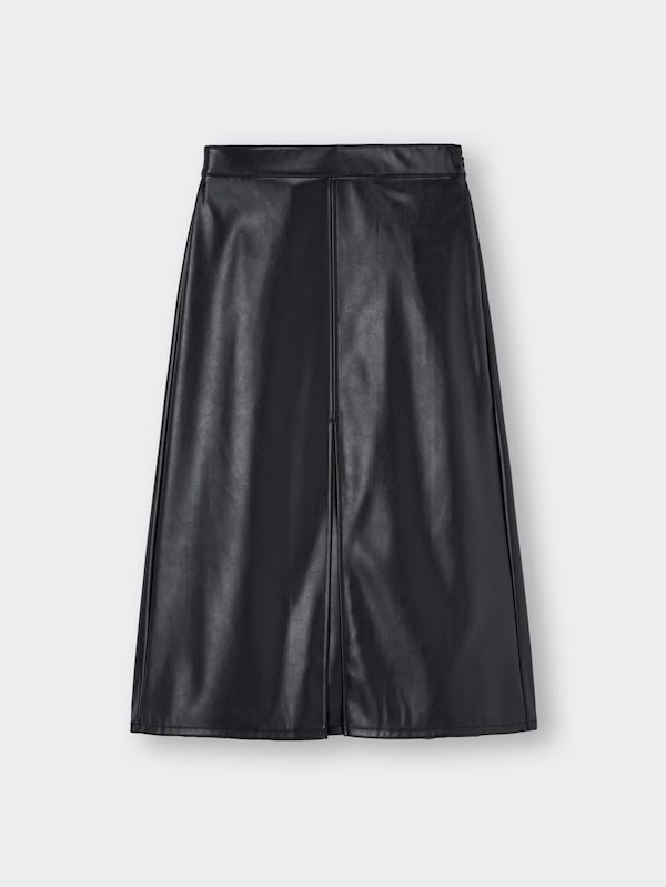 フェイクレザーAラインミディスカートZ+E