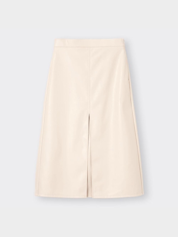 フェイクレザーAラインミディスカートZ+E