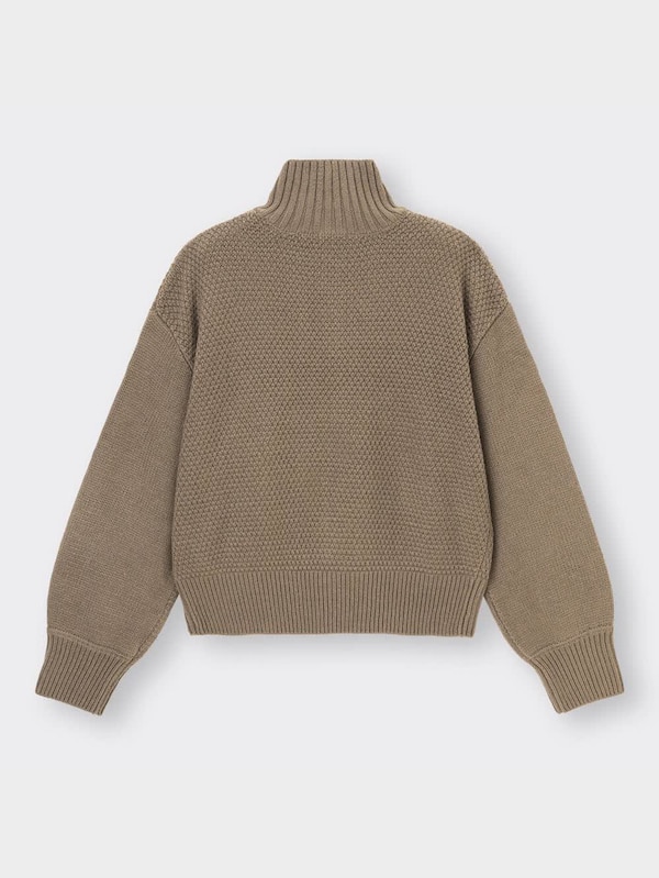 ケーブルハーフジップセーター(長袖)