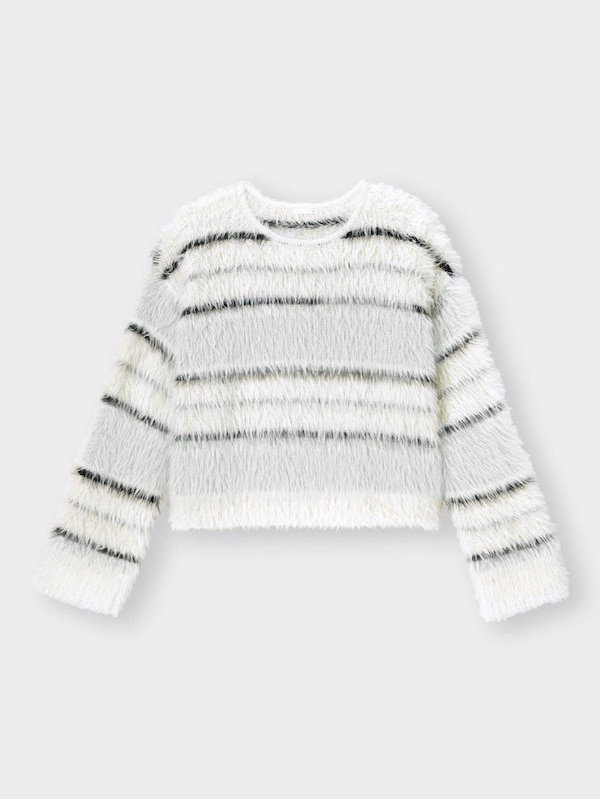 フェザーヤーンボーダーセーター(長袖)