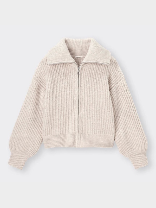 パフィータッチジップニットブルゾン(長袖)