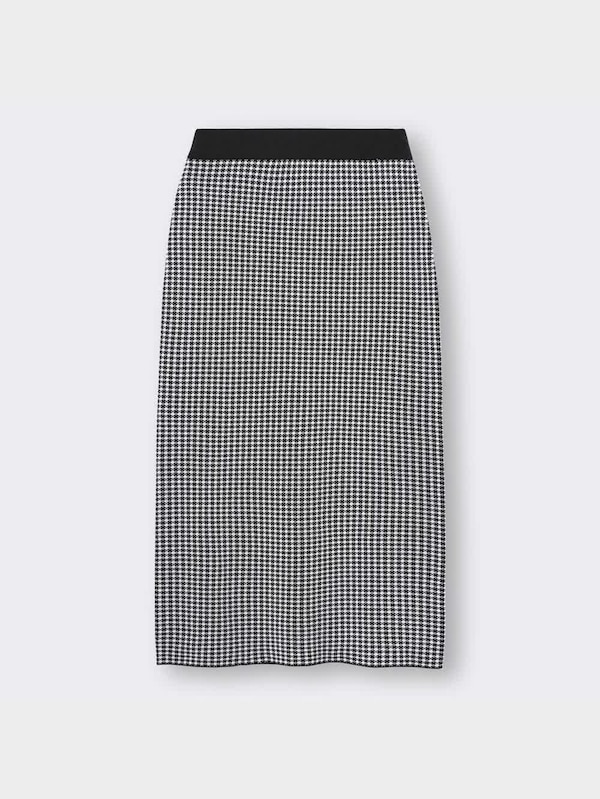 ダブルジャカードチェックニットスカートQ