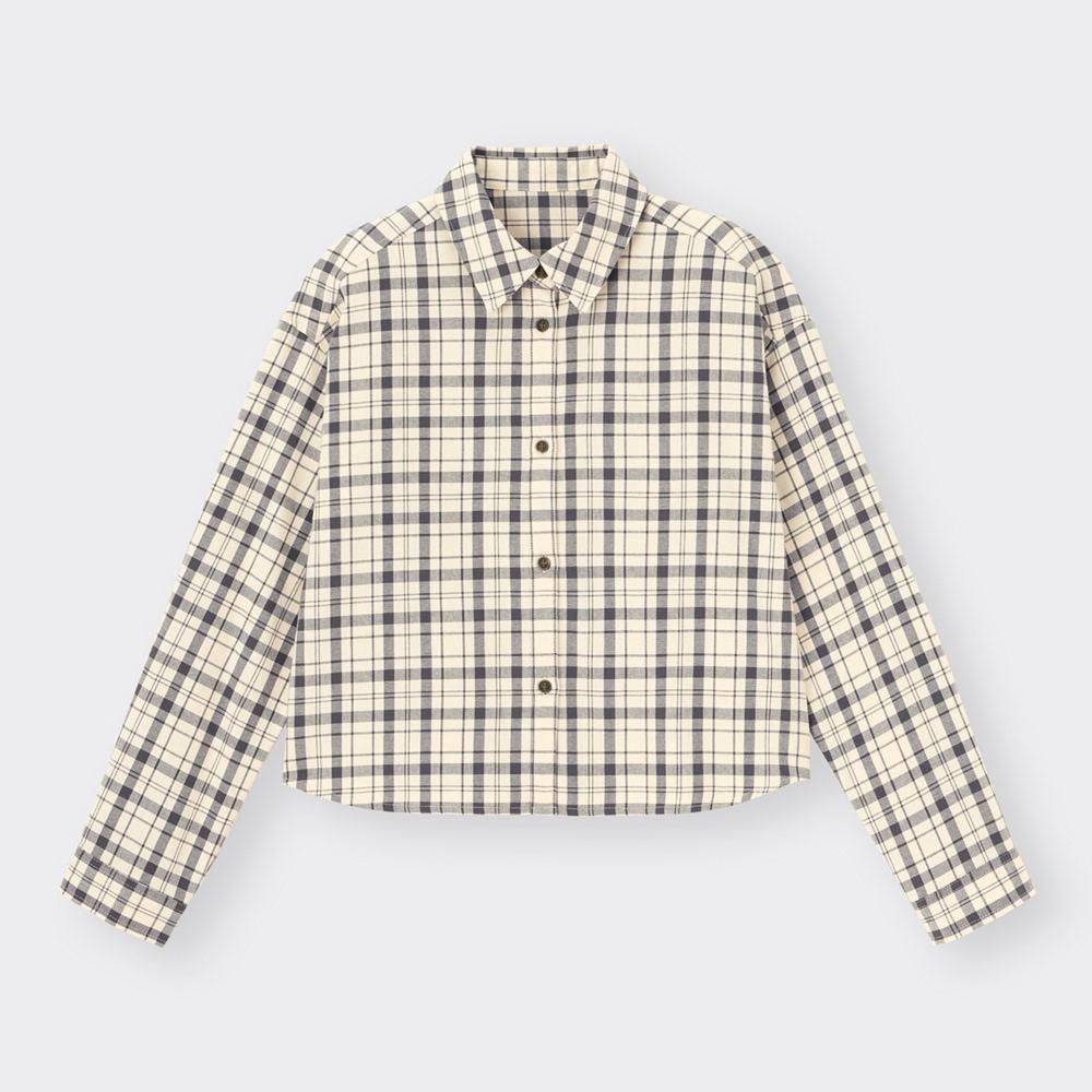 （GU）チェッククロップドシャツ(長袖)YT+X