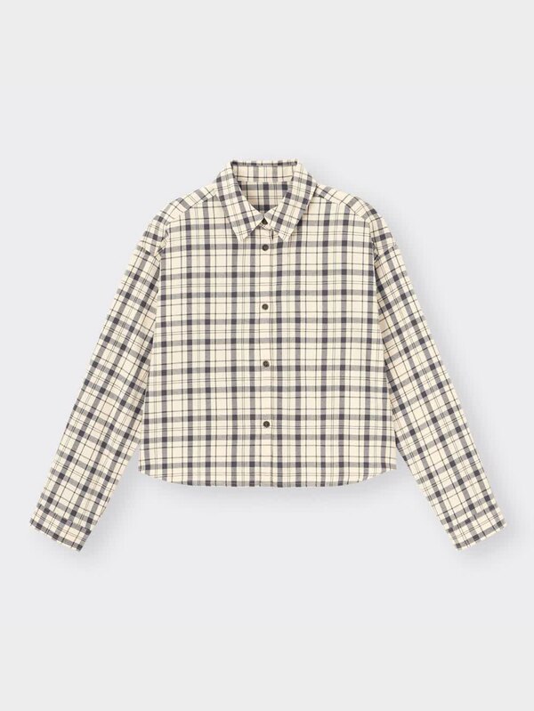 チェッククロップドシャツ(長袖)YT+X