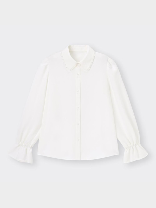 レーストリムカラーブラウス(長袖)YT+E