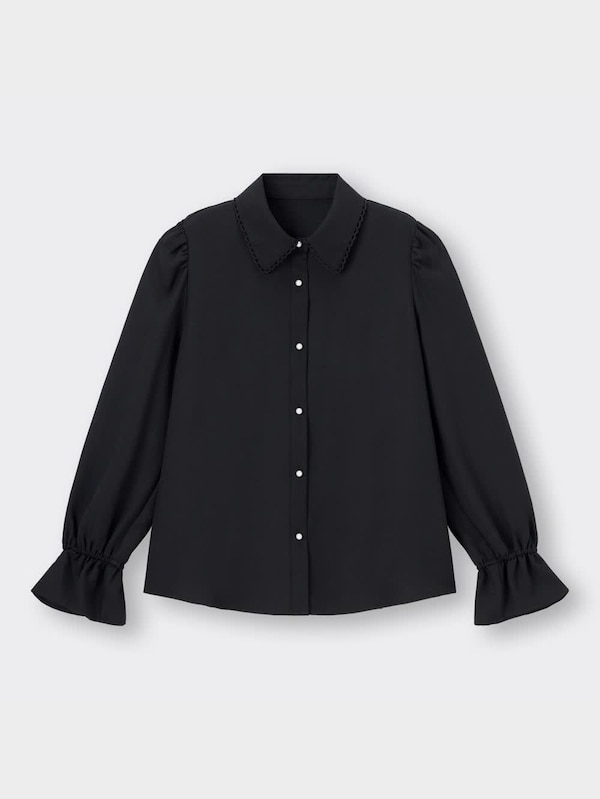 レーストリムカラーブラウス(長袖)YT+E