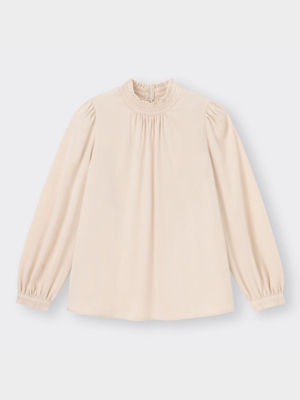 シャーリングネックブラウス(長袖)Z+X