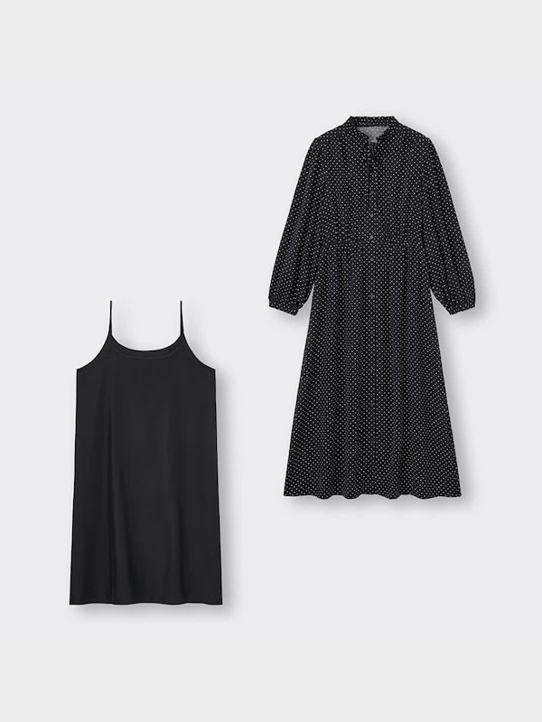 ドットプリントワンピース(長袖)Z+E