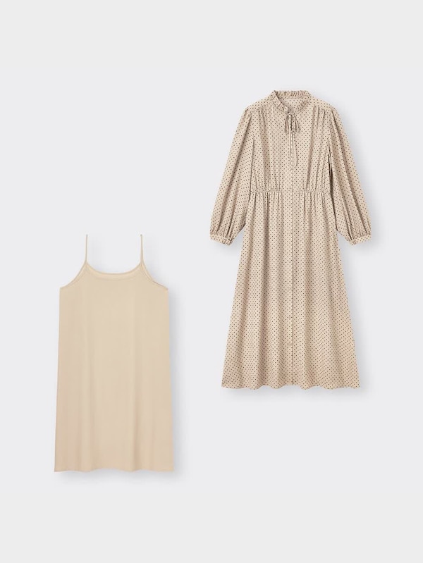 ドットプリントワンピース(長袖)Z+E
