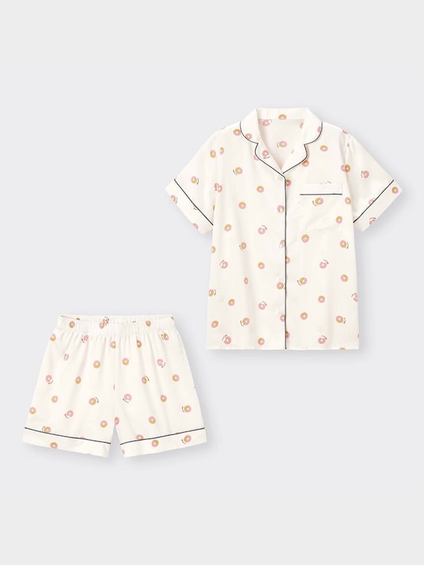 サテンパジャマ(半袖&ショートパンツ)(ドーナツ)+X