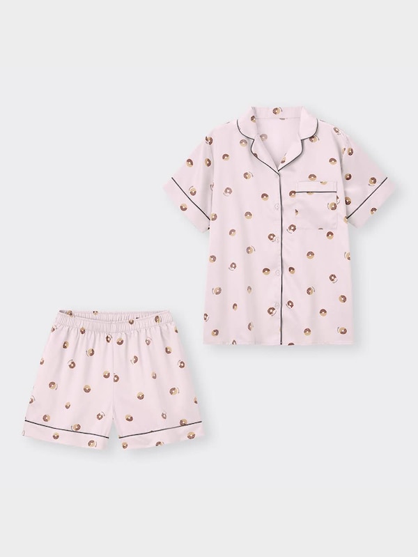 サテンパジャマ(半袖&ショートパンツ)(ドーナツ)+X