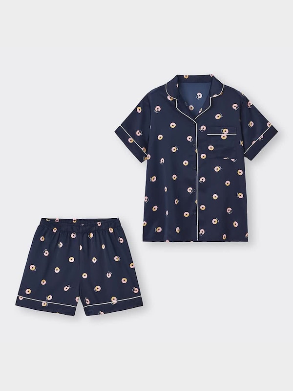 サテンパジャマ(半袖&ショートパンツ)(ドーナツ)+X