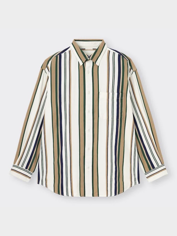 ツイルオーバーサイズシャツ(長袖)(ストライプ)