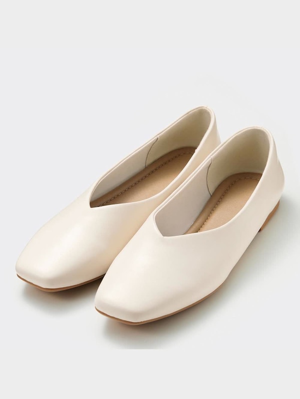スクエアシフォンフラットシューズ