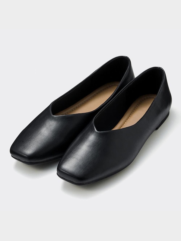 スクエアシフォンフラットシューズ