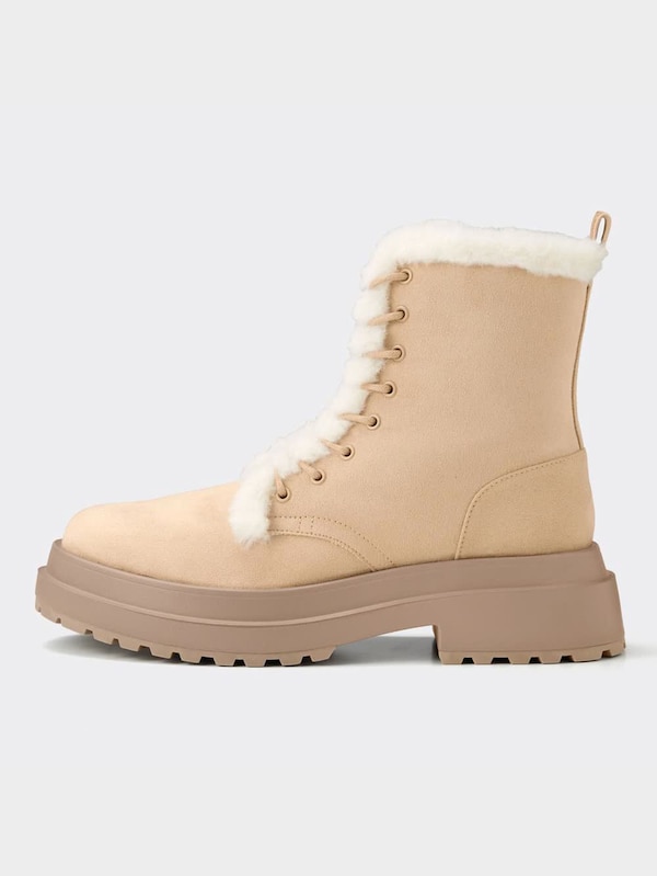 フェイクファーレースアップブーツ+X