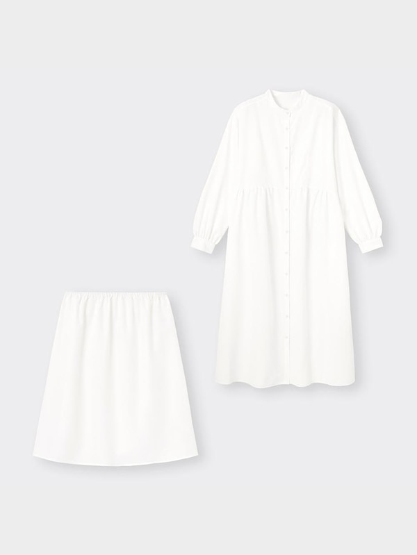 バンドカラーシャツワンピース(長袖)RS+E