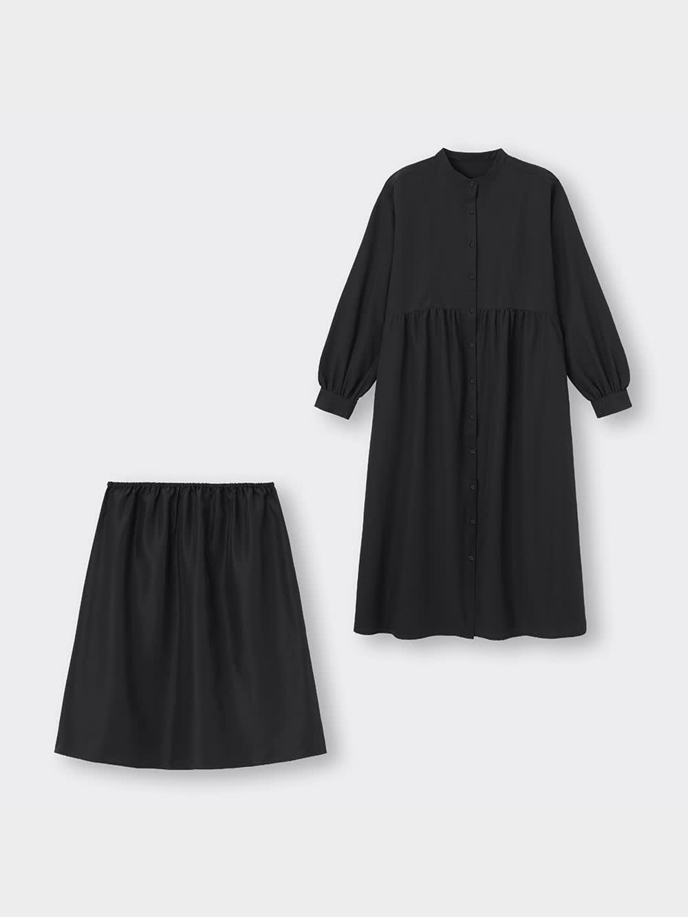 GU公式 | バンドカラーシャツワンピース(長袖)RS+E