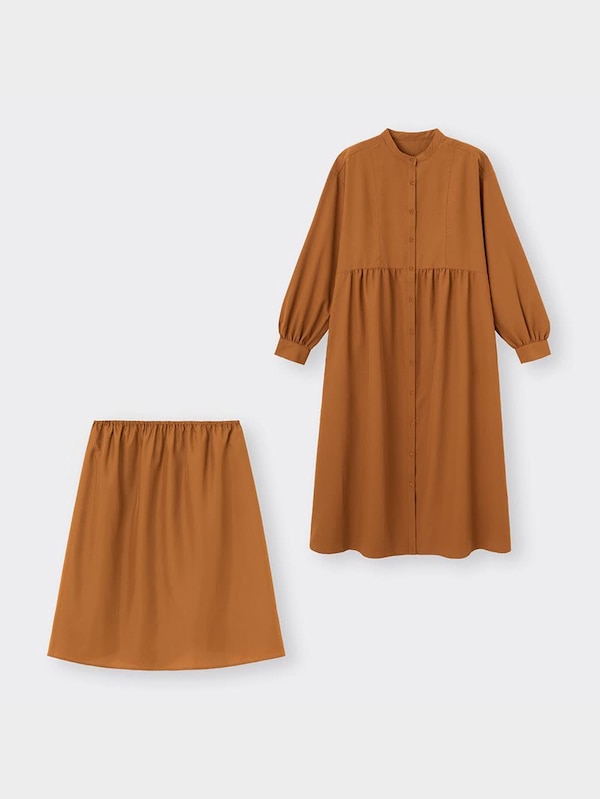 バンドカラーシャツワンピース(長袖)RS+E