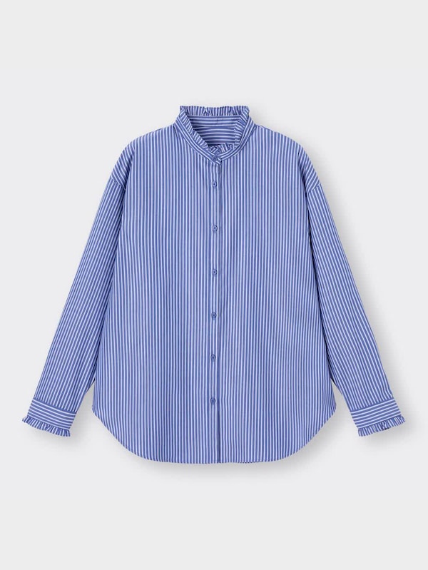 フリルスタンドカラーシャツ(長袖)