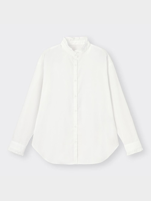 フリルスタン ドカラーシャツ(長袖)