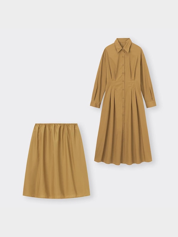 ウエストタックシャツワンピース(長袖)
