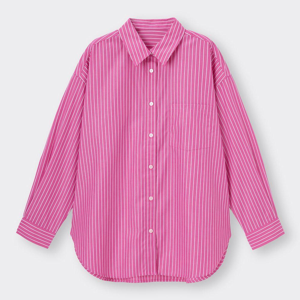 GU公式 ストライプオーバーサイズシャツ(長袖)