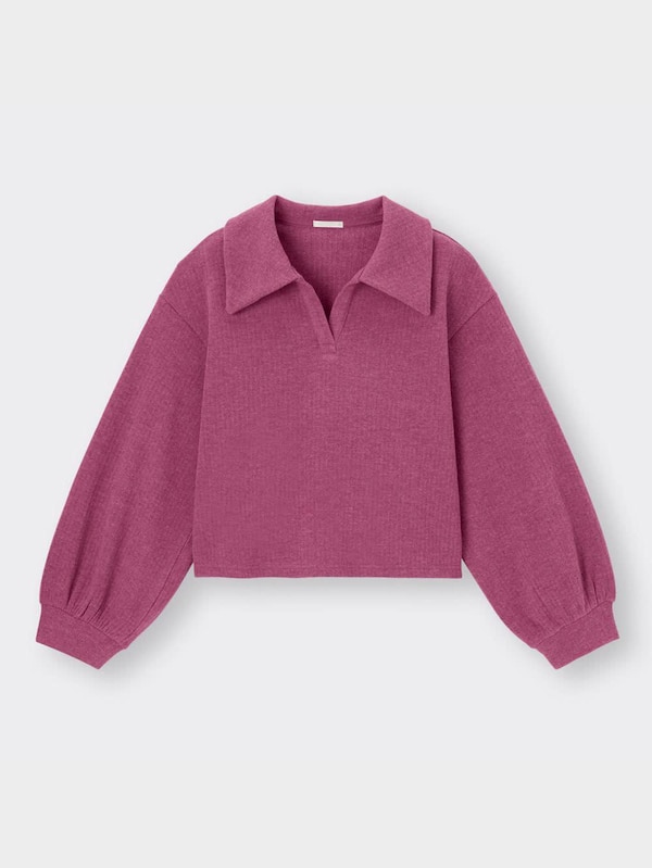 ブラッシュドリブビッグカラープルオーバー(長袖)(セットアップ可能)