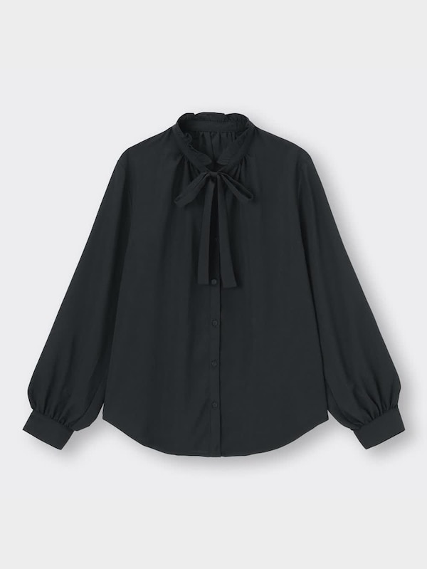 ボウタイフリルネックブラウス(長袖)Q