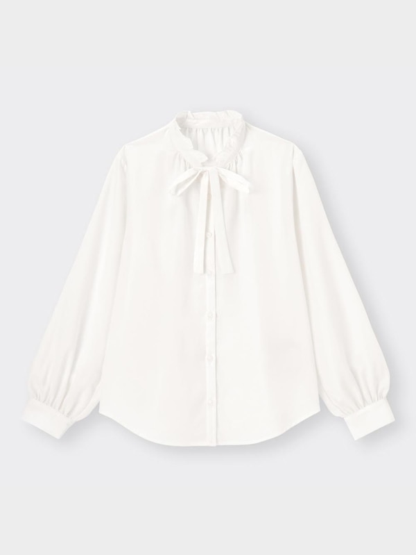 ボウタイフリルネックブラウス(長袖)Q