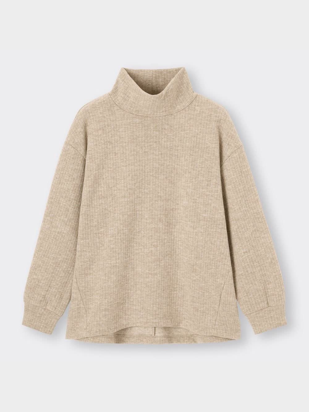 GU公式 | ブラッシュドリブハイネックプルオーバー(長袖