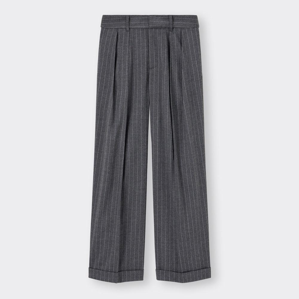 （GU）インタックワイドパンツ(ストライプ)(丈標準69.0～73.0cm)のサムネイル