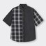 デニムオーバーサイズシャツ(5分袖)(クレイジー)NT+E-DARK GRAY