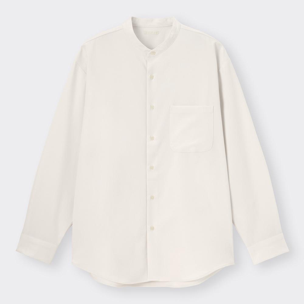 （GU）リラックスフィットバンドカラーシャツ(長袖)(セットアップ可能)
