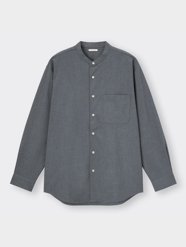 リラックスフィットバンドカラーシャツ(長袖)(セットアップ可能)