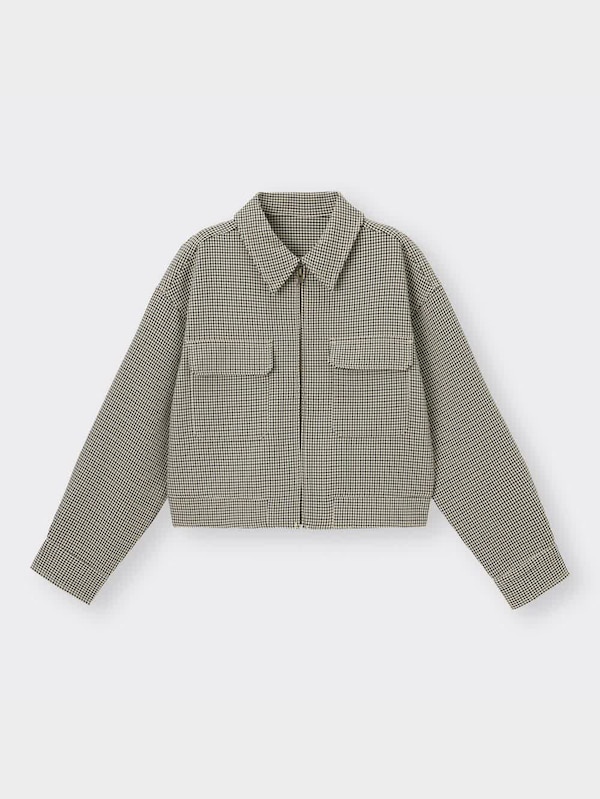 チェッククロップドシャツジャケット(長袖)(セットアップ可能)